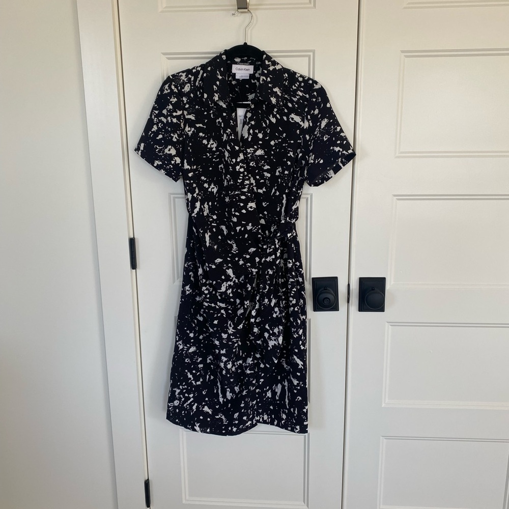 Calvin Klein NWT Black and White Midi Dress